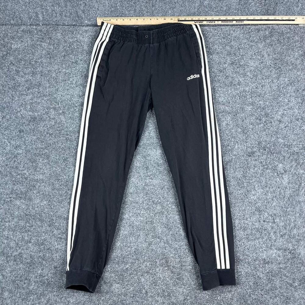 Adidas Pants Mens Size M Black Track Jogger Athletic 3 Stripe Tapered